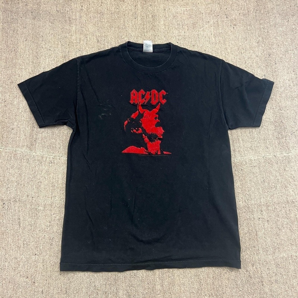 Vintage ACDC Shirt Mens Large Black 2000s Y2K Rock Band Concert Tour‎